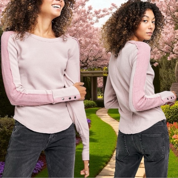 We The Free Tasha Thermal Snap Button Cuff Long Sleeve Cozy Size S - Picture 1 of 13
